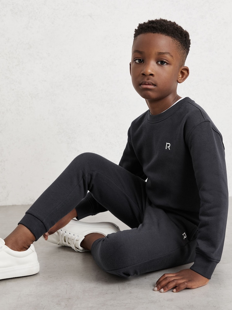 Reiss Navy Avery Logo Sweatshirt and Joggers Set Cotton-Blend - Image 1 of 4 Reiss Navy Avery Logo Sweatshirt and Joggers Set Cotton-Blend - Image 1 of 4