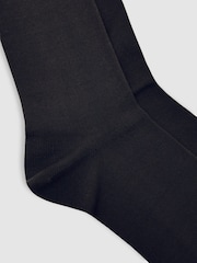Reiss Chocolate Brown Milo Cotton-Blend Logo Embroidery Socks - Image 2 of 3
