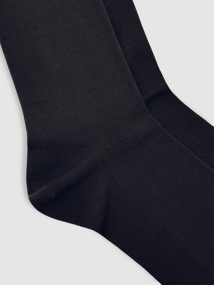 Reiss Chocolate Brown Milo Cotton-Blend Logo Embroidery Socks - Image 2 of 3
