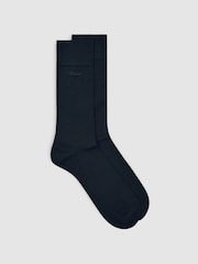 Reiss Black Milo Cotton-Blend Logo Embroidery Socks - Image 1 of 3