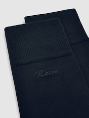 Reiss Black Milo Cotton-Blend Logo Embroidery Socks - Image 3 of 3