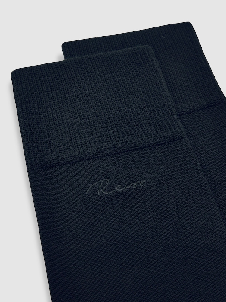 Reiss Black Milo Cotton-Blend Logo Embroidery Socks - Image 3 of 3