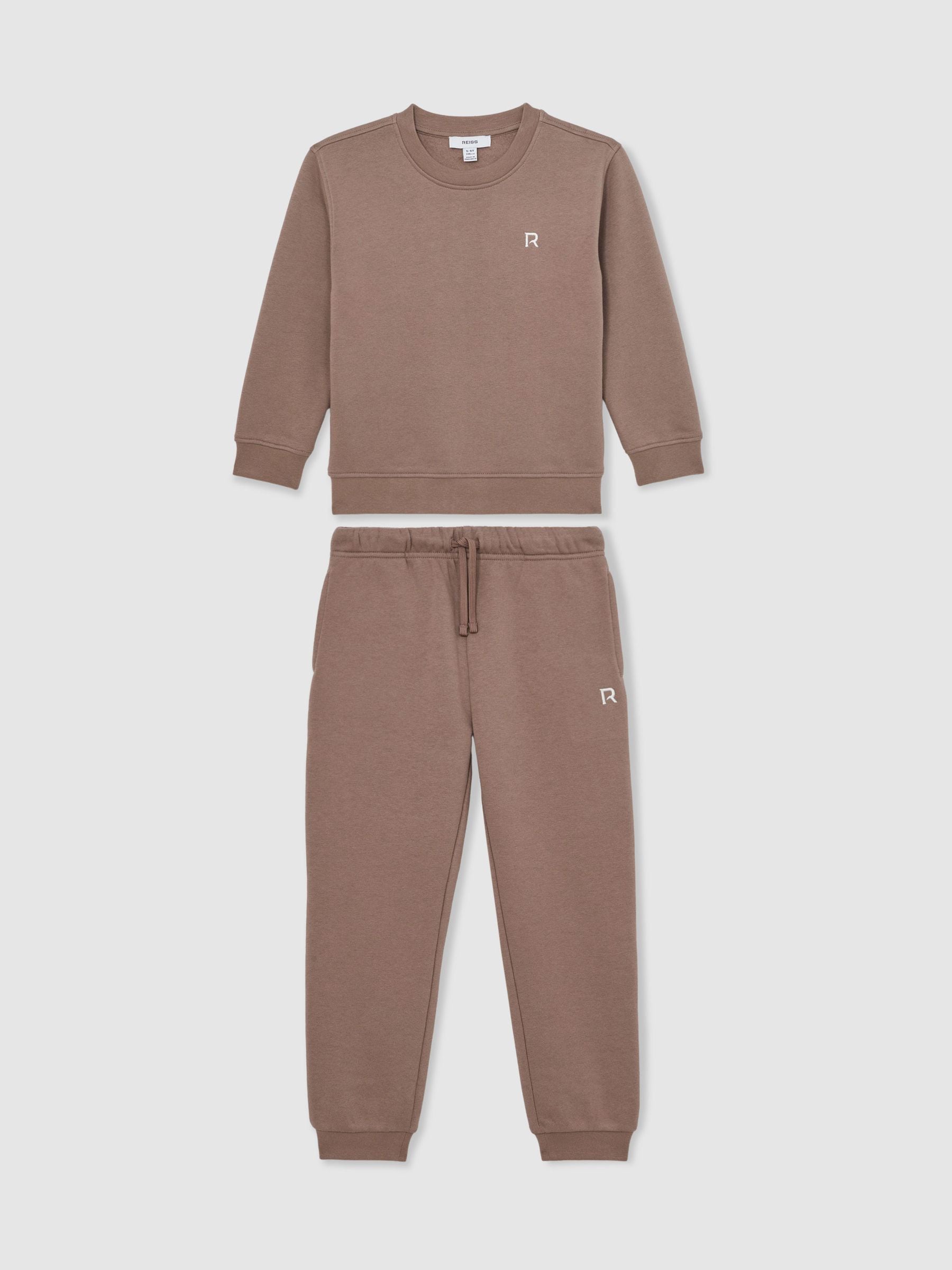 Reiss Taupe Avery Set Top & Joggers Set In Brown