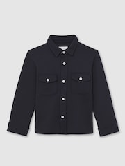 Reiss Navy Alabastor 3-9 yrs Waffle-Textured Twin-Pocket Overshirt - Image 2 of 4