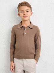 Reiss Camel Brown Trafford Polo Shirt - Image 1 of 5