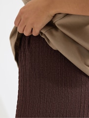 PixieGirl Petite Brown Textured Wide Leg Trousers - Image 4 of 5