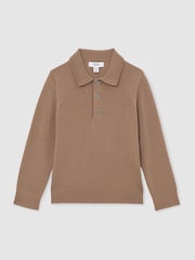 Reiss Camel Brown Trafford Polo Shirt - Image 1 of 5