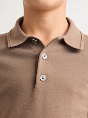 Reiss Camel Brown Trafford Polo Shirt - Image 4 of 5