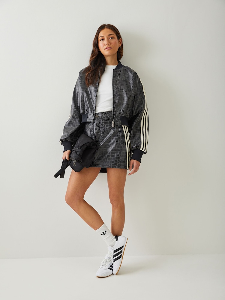 adidas originals Pink Faux Leather Snake Print Skirt - Image 2 of 3