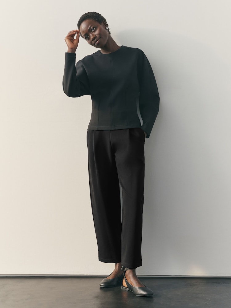 Nothing Ordinary Black Luxe Barrel Leg Sweat Joggers - Image 1 of 5