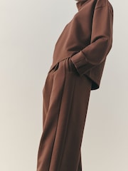 Nothing Ordinary Chocolate Brown Luxe Wide Leg PT-Trousers - Image 4 of 4