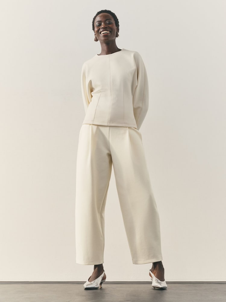 Nothing Ordinary Cream Luxe Barrel Leg Sweat Joggers - Image 1 of 5