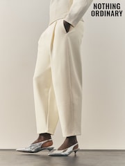 Nothing Ordinary Cream Luxe Barrel Leg Sweat Trousers - Image 9 of 10