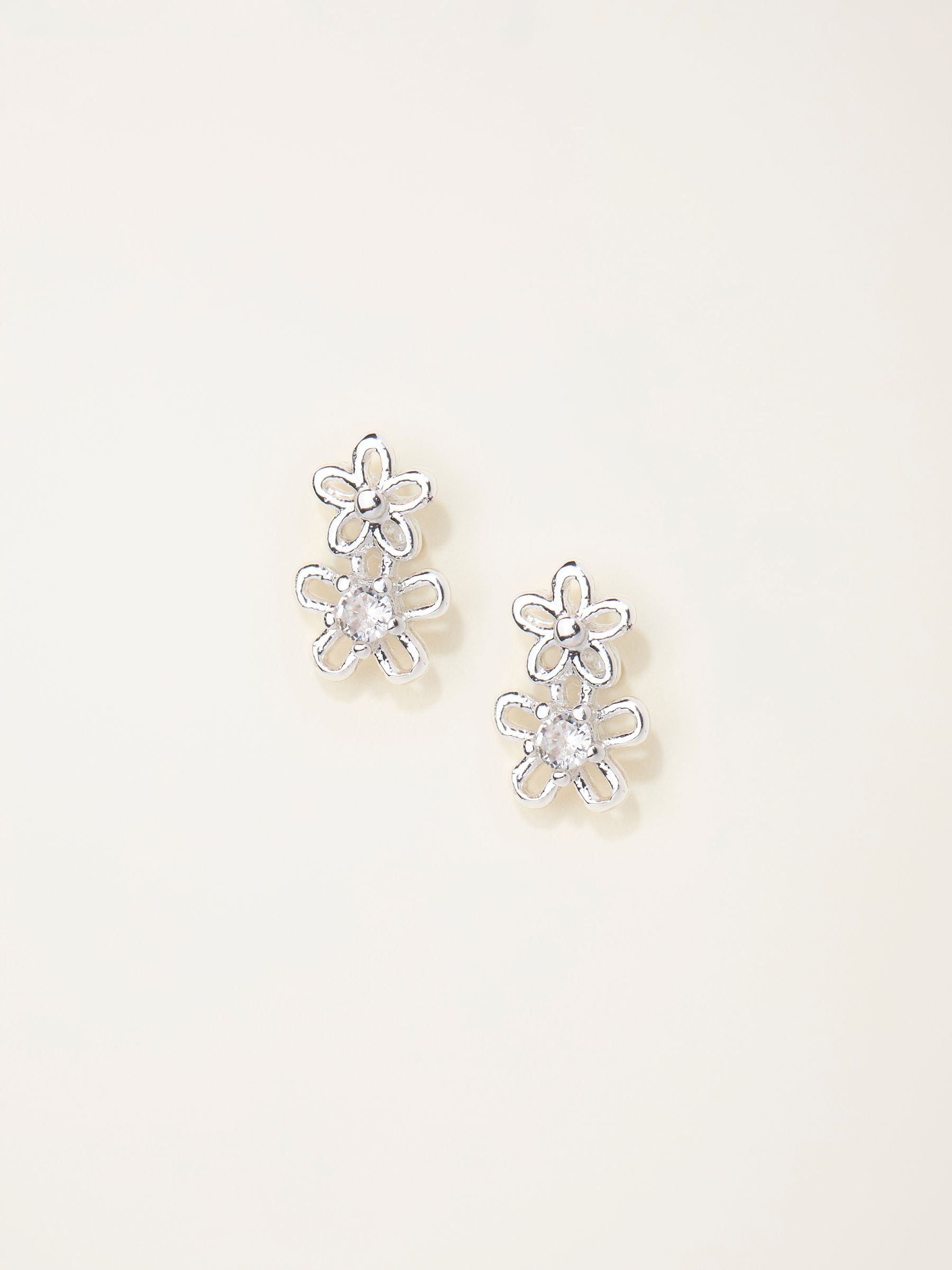 Fat Face - Women's Earrings - Daisy Stud Earrings - Silver