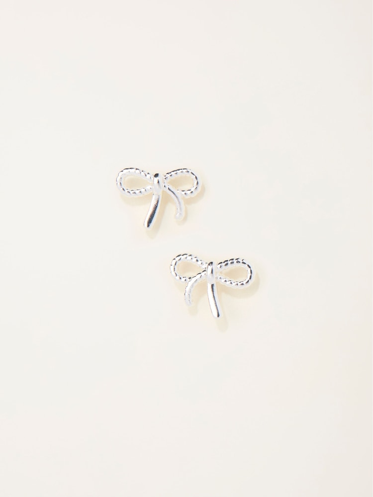 FatFace Silver Tone Bow Stud Earrings - Image 1 of 2