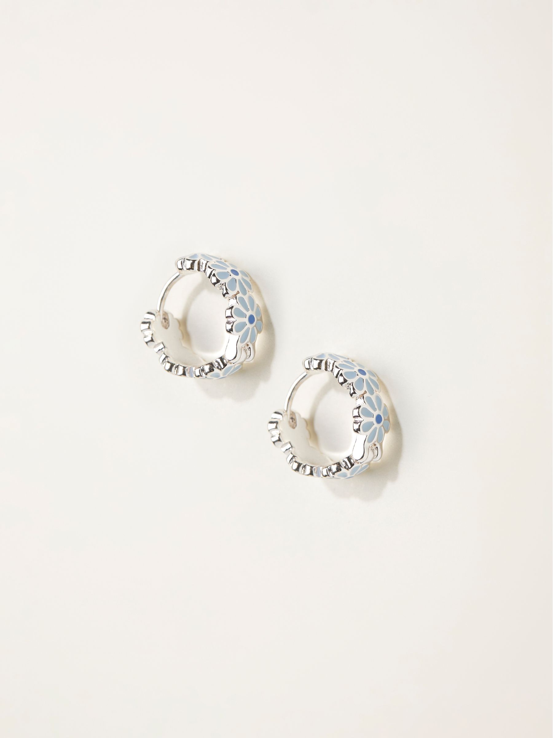 Fat Face - Earrings - Enamel Hoop Earrings - Silver