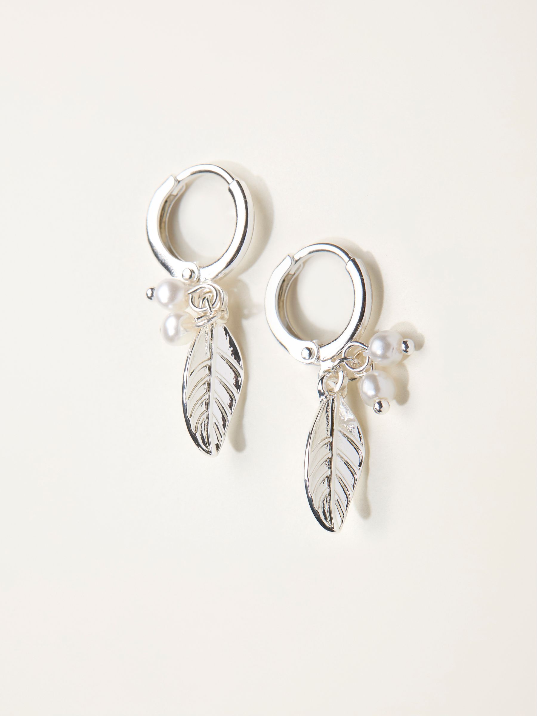 Fat Face - Earrings - Silver - Leaf Charm