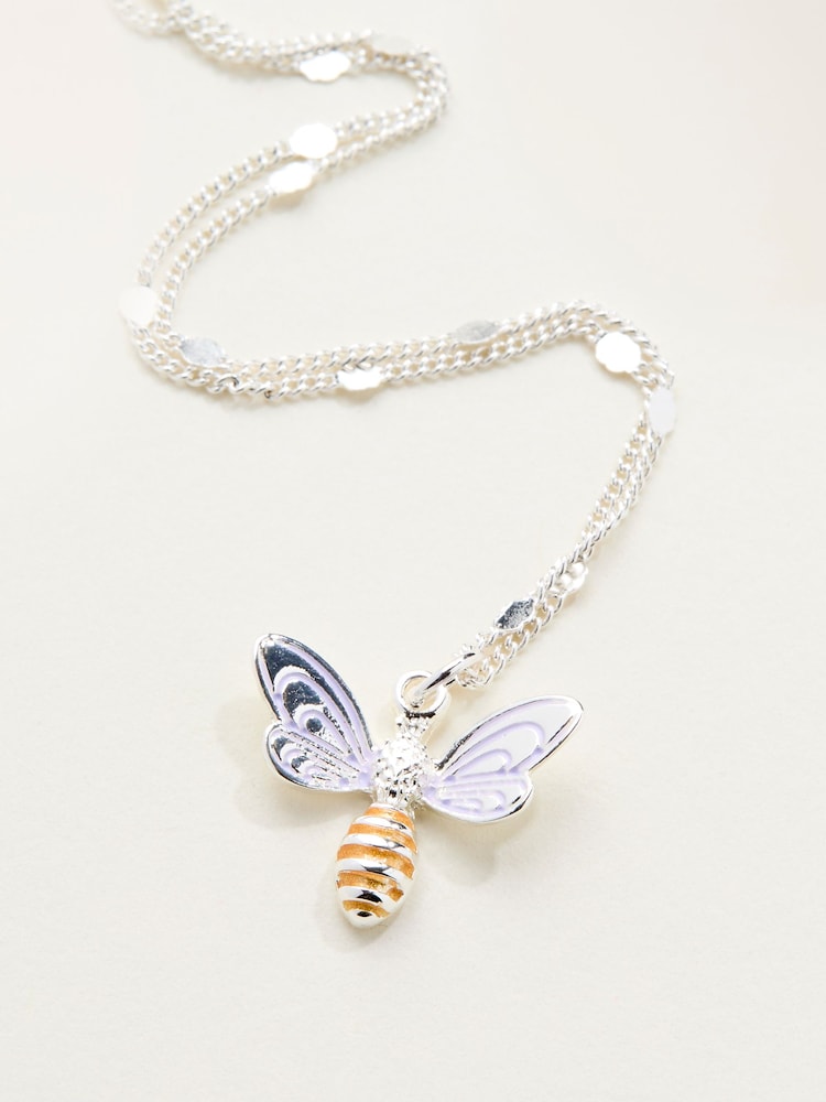 FatFace Silver Tone Bee Nacklace - Image 2 of 2 FatFace Silver Tone Bee Nacklace - Image 2 of 2