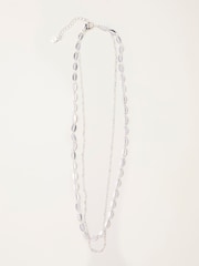 FatFace Silver Tone Layered Leaf Necklace - Image 3 of 4