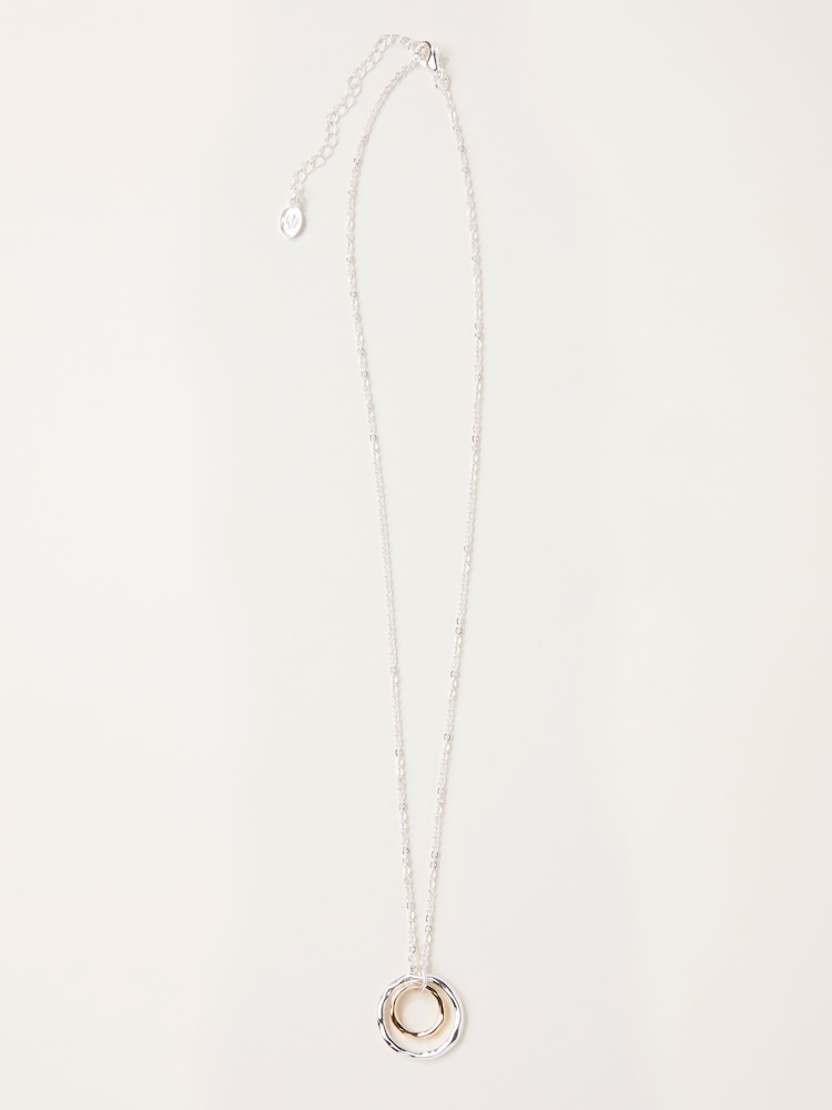 FatFace Silver Tone Double Hoop Necklace - Image 1 of 2 FatFace Silver Tone Double Hoop Necklace - Image 1 of 2