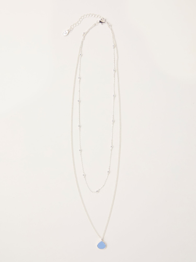 FatFace Silver Tone Enamel Layered Necklace - Image 1 of 2 FatFace Silver Tone Enamel Layered Necklace - Image 1 of 2
