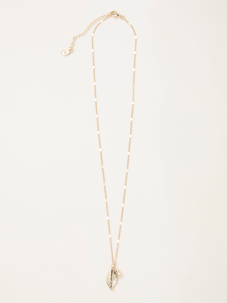FatFace Gold Tone Leaf Charm Necklace - Image 1 of 2 FatFace Gold Tone Leaf Charm Necklace - Image 1 of 2