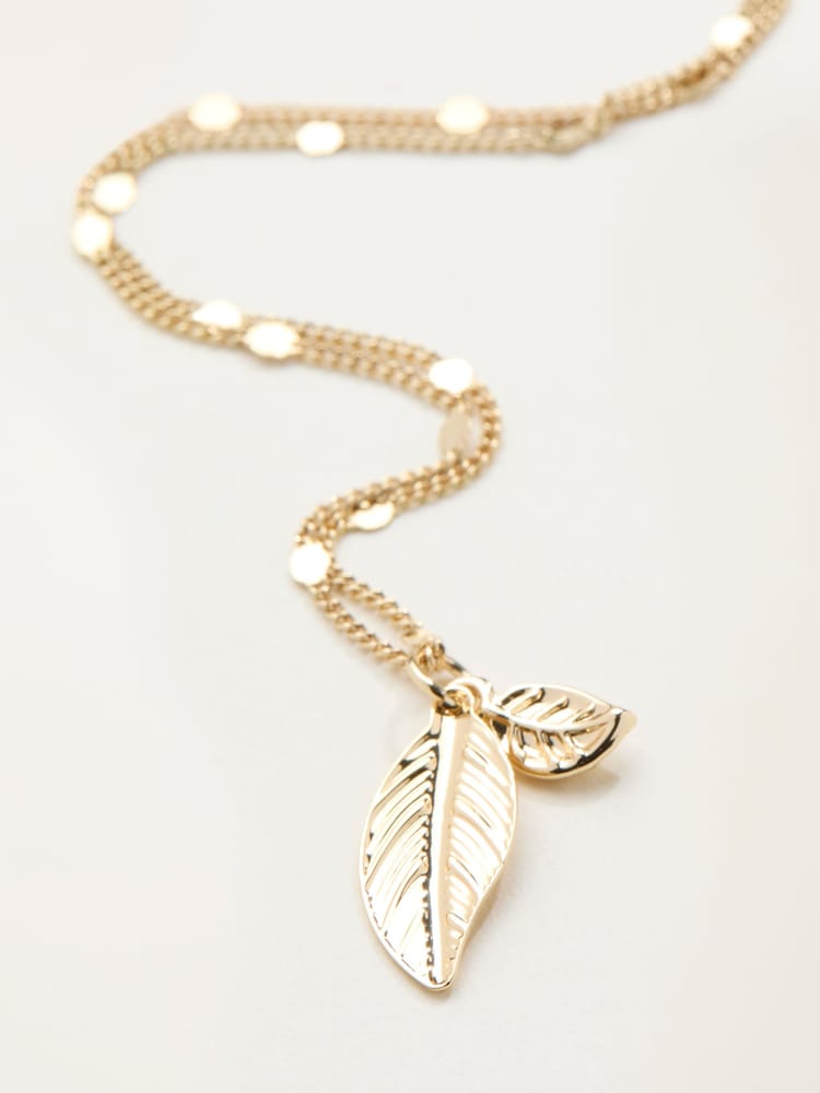 FatFace Gold Tone Leaf Charm Necklace - Image 2 of 2 FatFace Gold Tone Leaf Charm Necklace - Image 2 of 2