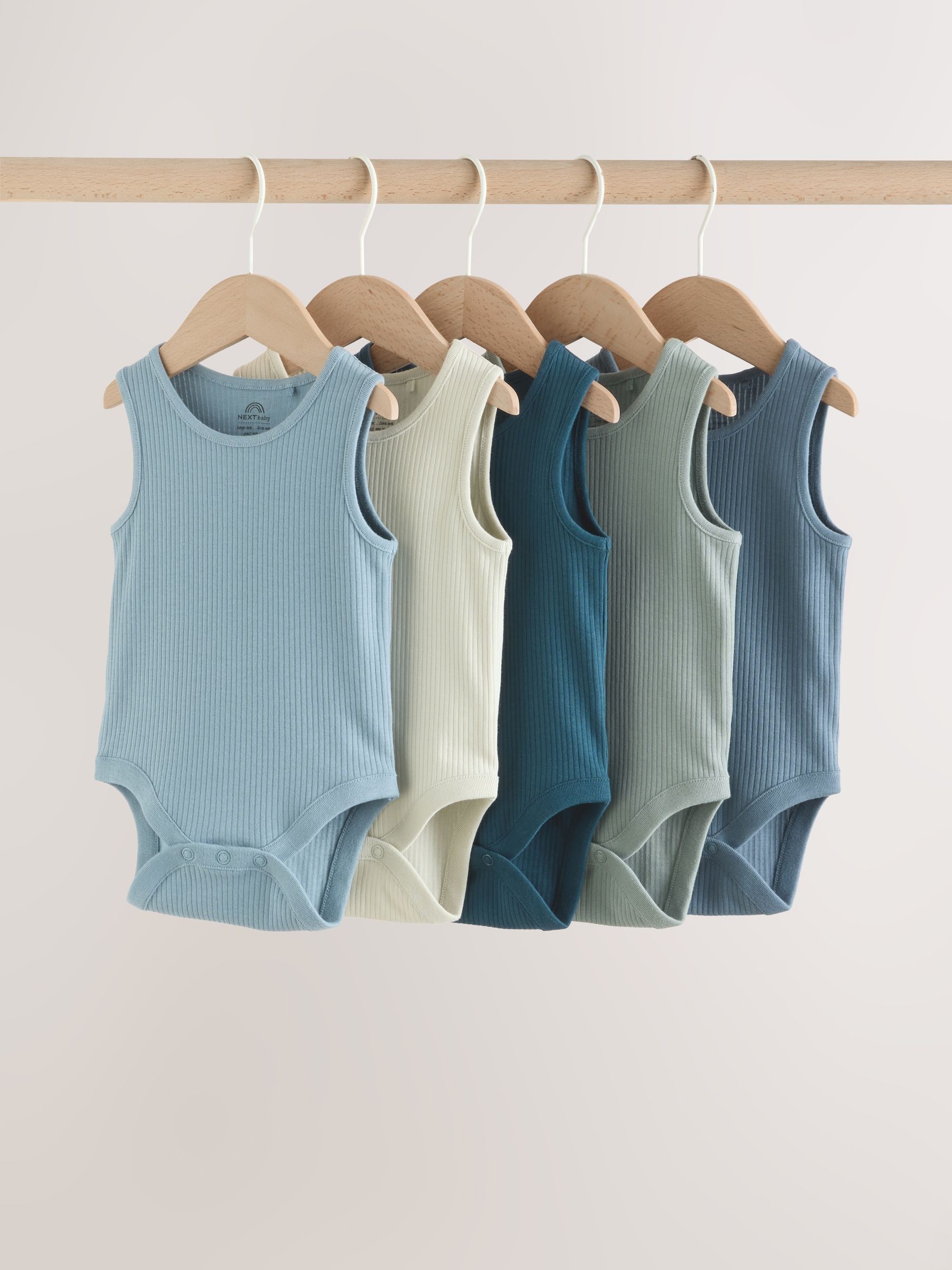 Buy Blue - Vest Baby Bodysuits 5 Pack from Next Japan