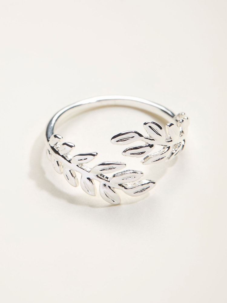 FatFace Silver Tone Leaf Adjustable Ring - Image 1 of 2 FatFace Silver Tone Leaf Adjustable Ring - Image 1 of 2