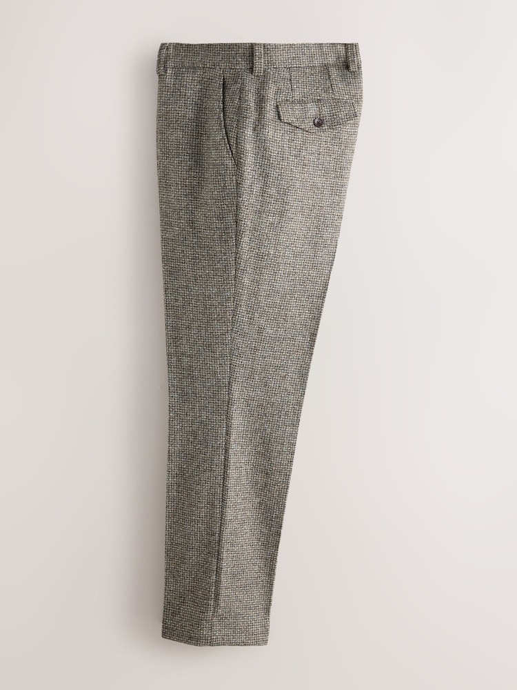 Neutral Regular Fit Signature Moons 100% British Wool Textured Trousers - Image 2 of 5