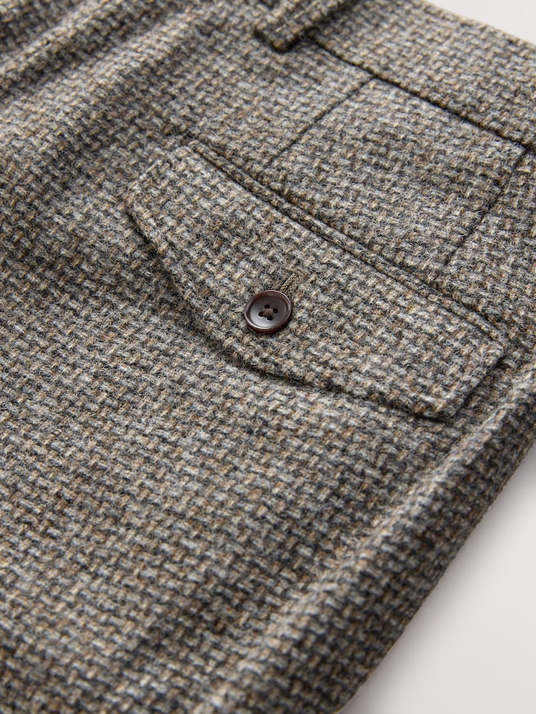 Neutral Regular Fit Signature Moons 100% British Wool Textured Trousers - Image 5 of 5