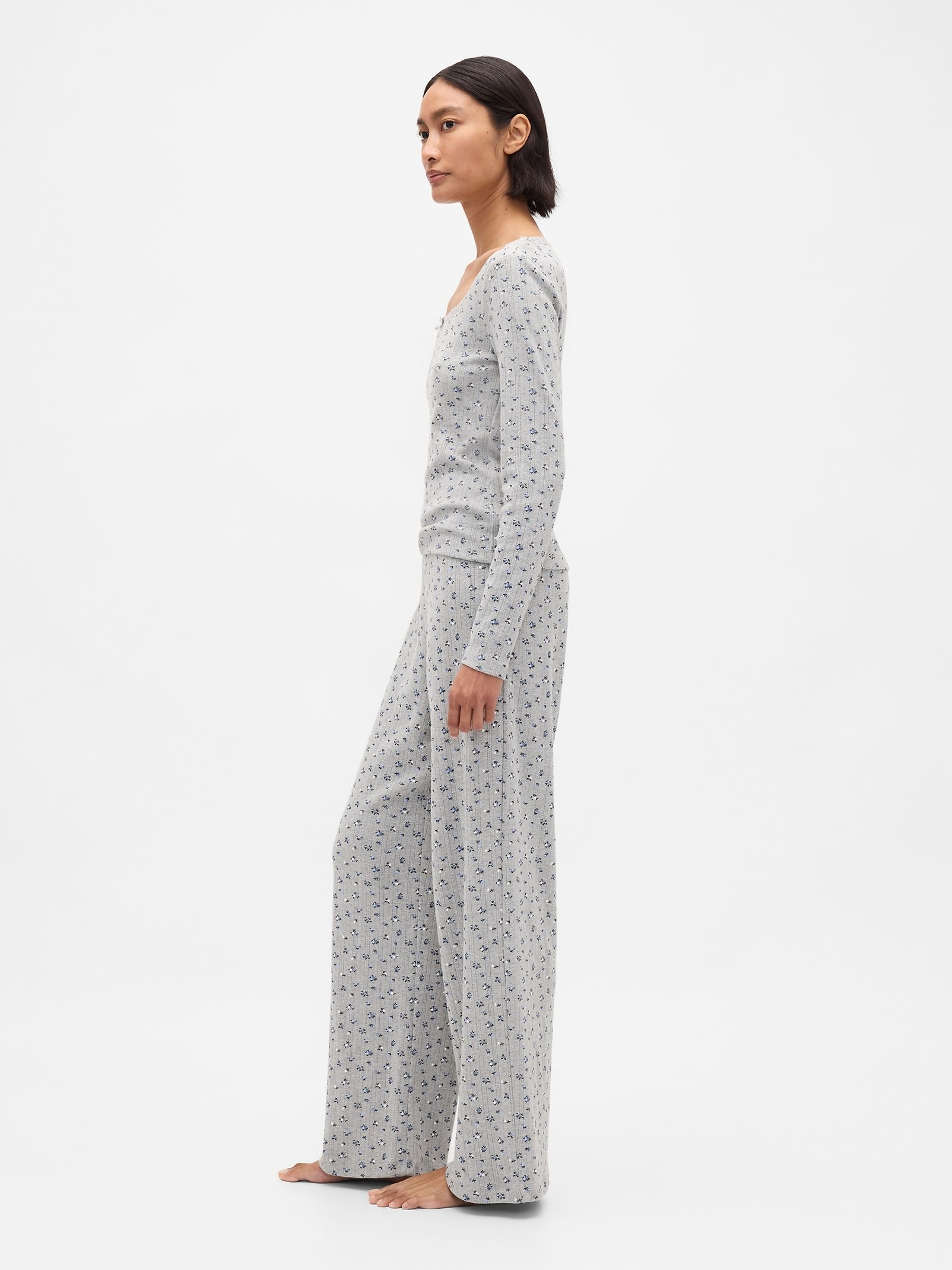 Buy Gap Grey Pointelle Long Sleeve Pyjamas Set from the Next UK online shop