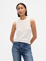 Gap White Lightweight Soft Touch Crop Sleeveless Vest - Image 1 of 4