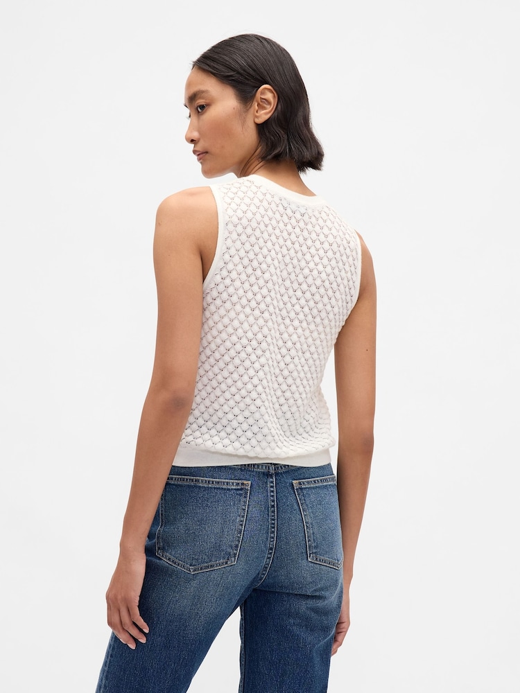 Gap White Lightweight Soft Touch Crop Sleeveless Vest - Image 2 of 4