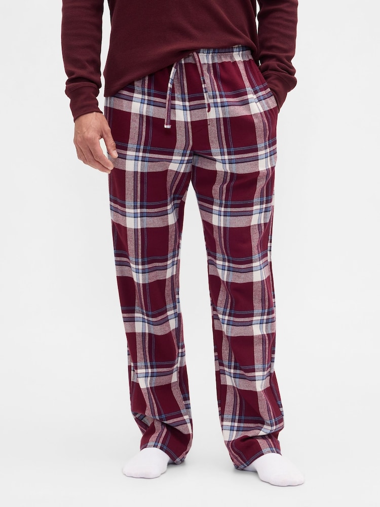 Gap Burgandy Red Relaxed Flannel Pyjama Trousers - Image 2 of 5