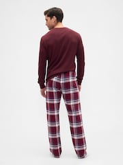 Gap Burgandy Red Relaxed Flannel Pyjama Trousers - Image 4 of 5