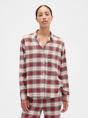 Gap Red Check Long SLeeve Flannel Pyjama Top - Image 1 of 4