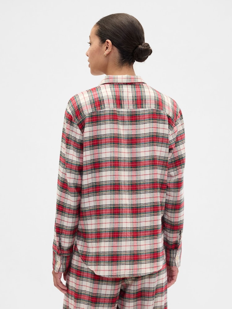 Gap Red Check Long SLeeve Flannel Pyjama Top - Image 2 of 4