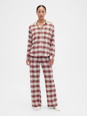 Gap Red Check Long SLeeve Flannel Pyjama Top - Image 3 of 4