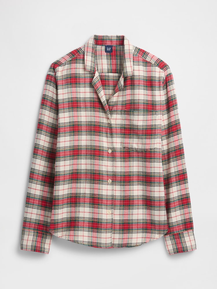 Gap Red Check Long SLeeve Flannel Pyjama Top - Image 4 of 4