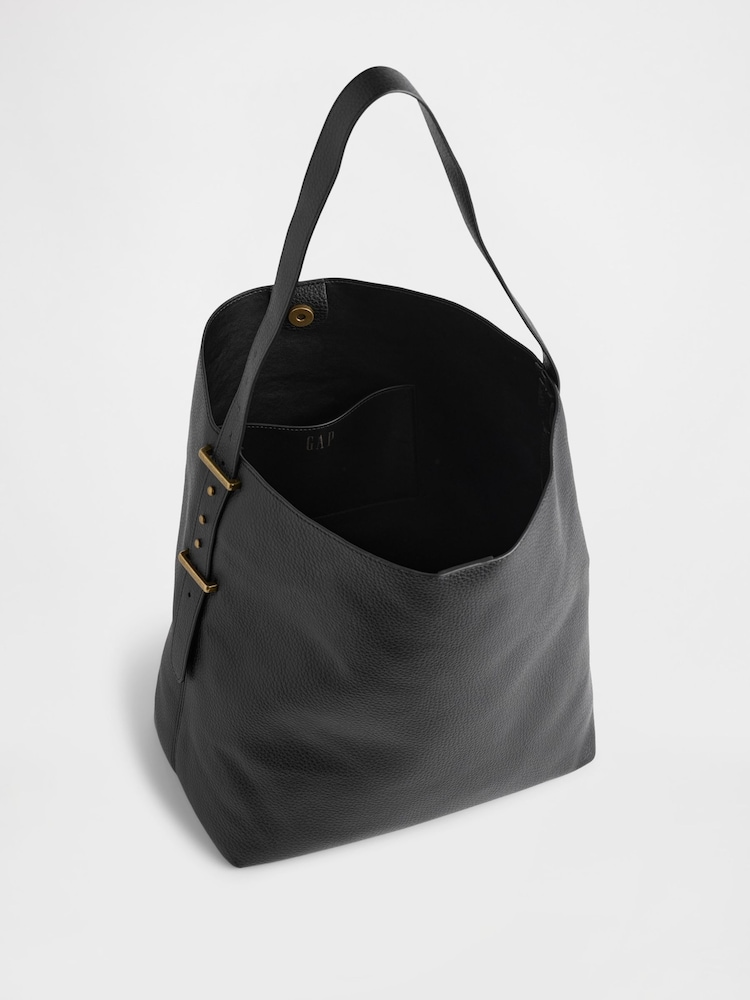 Gap Black Vegan Leather Bucket Tote Bag - Image 3 of 3