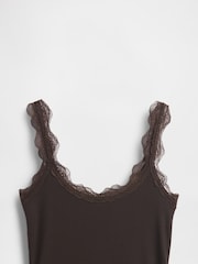 Gap Brown Mini Rib Lace Pyjamas Vest Top - Image 2 of 2