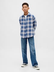 Gap Blue Relaxed Check Shirt (4-13yrs) (4-13yrs) - Image 3 of 6