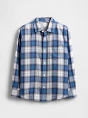 Gap Blue Relaxed Check Shirt (4-13yrs) (4-13yrs) - Image 4 of 6