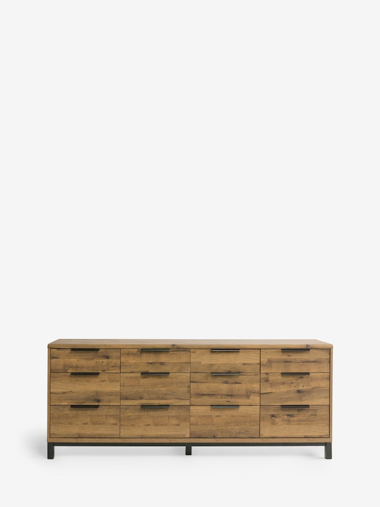 Dark Bronx Oak Effect 12 Drawer Chest of Drawers - Image 1 of 6 Dark Bronx Oak Effect 12 Drawer Chest of Drawers - Image 1 of 6