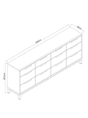 Dark Bronx Oak Effect 12 Drawer Chest of Drawers - Image 4 of 6