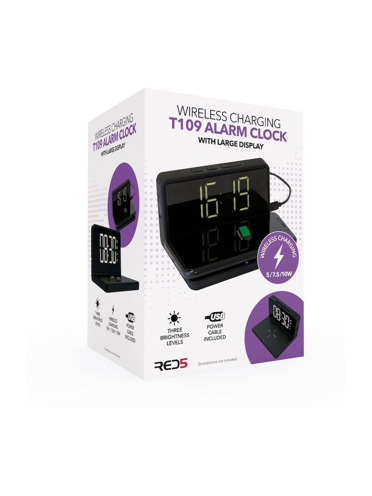 MenKind Black Wireless Phone Charging Alarm Clock - Image 4 of 4 MenKind Black Wireless Phone Charging Alarm Clock - Image 4 of 4