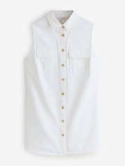 White Sleeveless Button Through Dress - Image 1 of 1