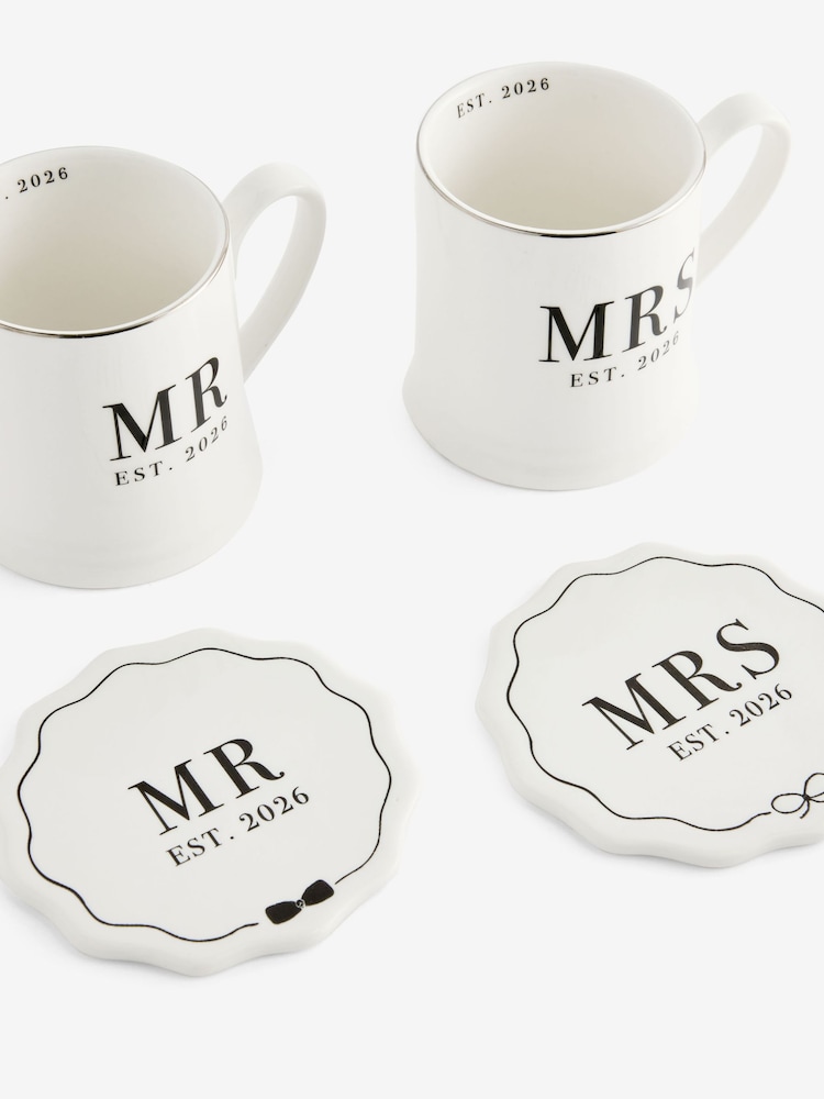 Est in 2026 Gospod in gospa poročna skodelica in podstavek za kozarec komplet - Slika 4 iz 4