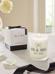 Black/White Est in 2026 Mr and Mrs Boxed Wedding Candle - Image 1 of 3